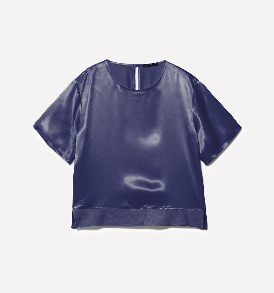 Dark blue satin blouse - women's blouses - Dark Blue | Sisley image number 6